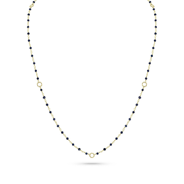 Dominique Cohen 2mm gemstone beads delicate chain necklace, in iolite and 18k yellow gold <span class='visuallyhidden'>Call, text 323-404-2959 for shopping help.</span>